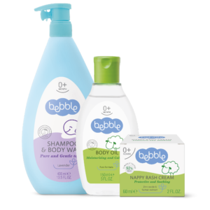 Bebble Baby Care Set - Shampoo, Body Oil & Nappy Rash Cream